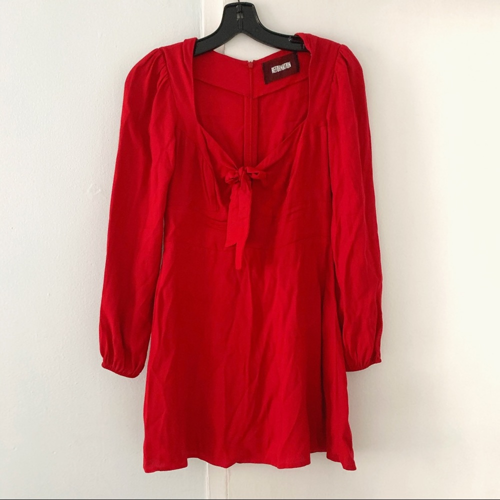 REFORMATION red cote long sleeve short dress 4P - Picture 3 of 7